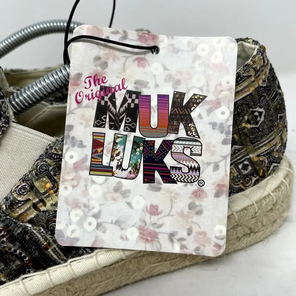 NEW Mukluks Birte Espadrille Flats Sequins Womens Size 7